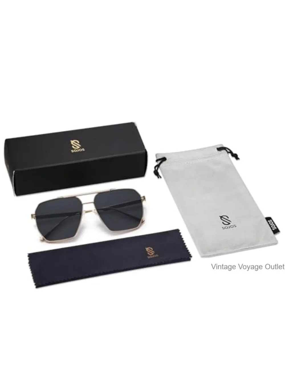 Retro Oversized Square Polarized Sunglasses Metal Frame UV400